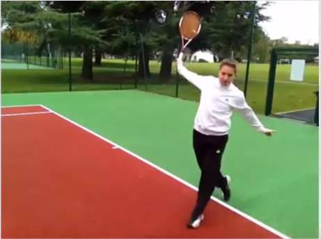 Revers tennis exercice puissance transfert jambe avant